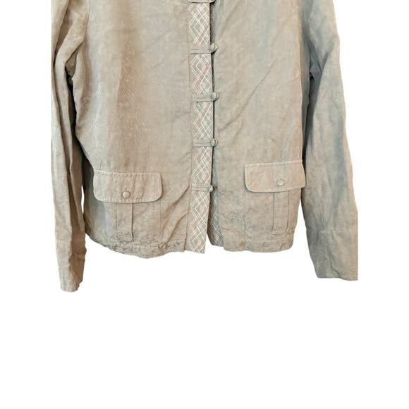 J Jill Silk Jacket XL Metallic Thread Button Front Pockets - Picture 2 of 10